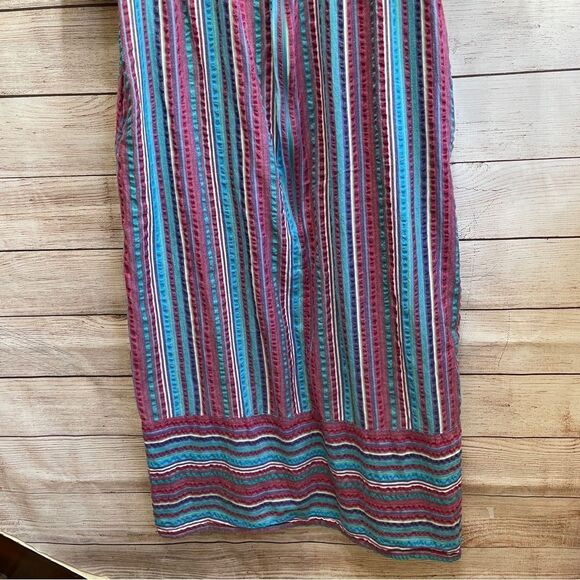 VINTAGE EXPRESSIONS SEERSUCKER PATIO/HOUSE DRESS/ROBE IN MULTICOLOR STRIPES - Picture 4 of 5